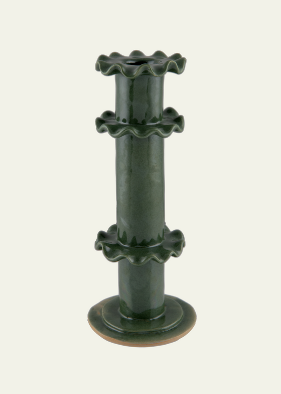 Frilly Ceramic Candlestick — Tall