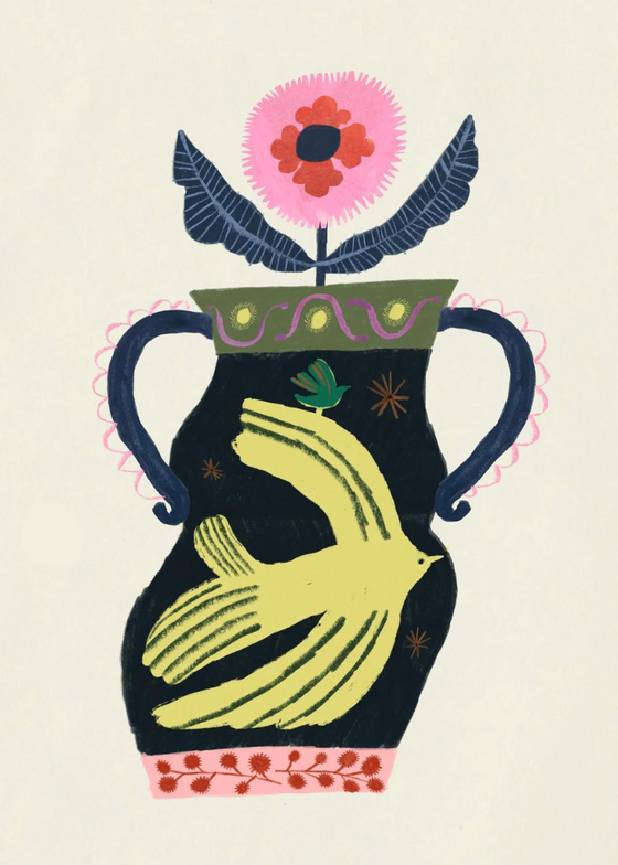 The Yellow Hammer Vase Art Print by Amyisla McCombie
