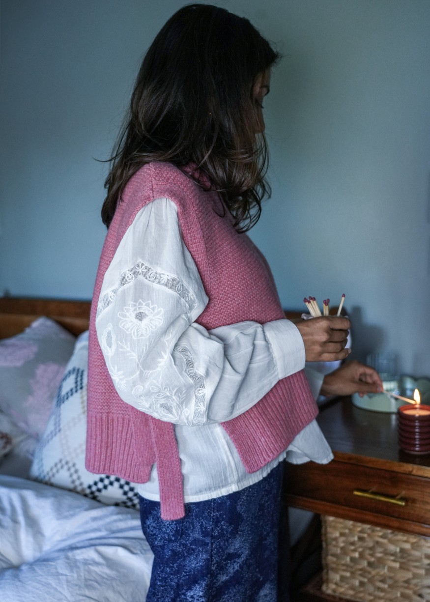 Indi &amp; Cold Romantic Embroidered Blouse, Organic Cotton