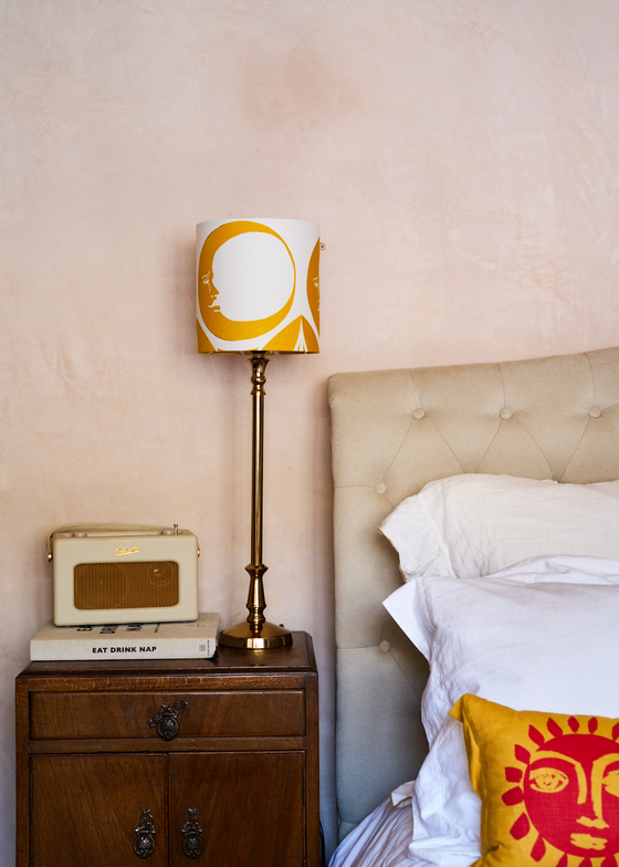 Three Moons Screen Printed Linen Lampshade — Yellow, by Jessie De Salis