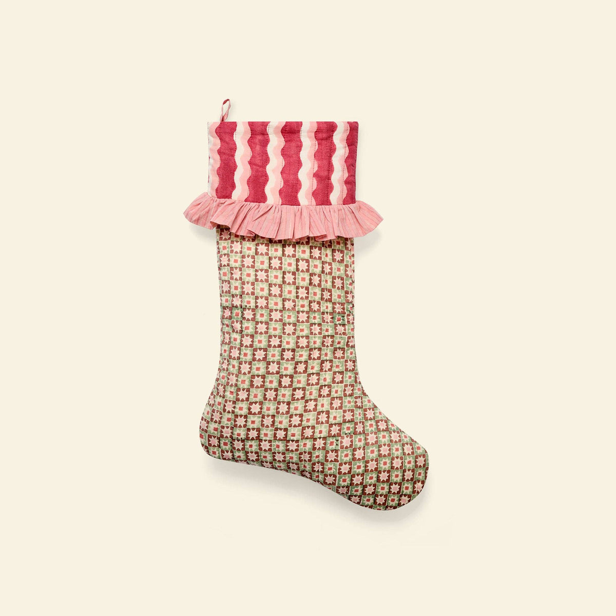 YONDER. - Quilted Christmas Stocking - Pinwheel Choc Chip