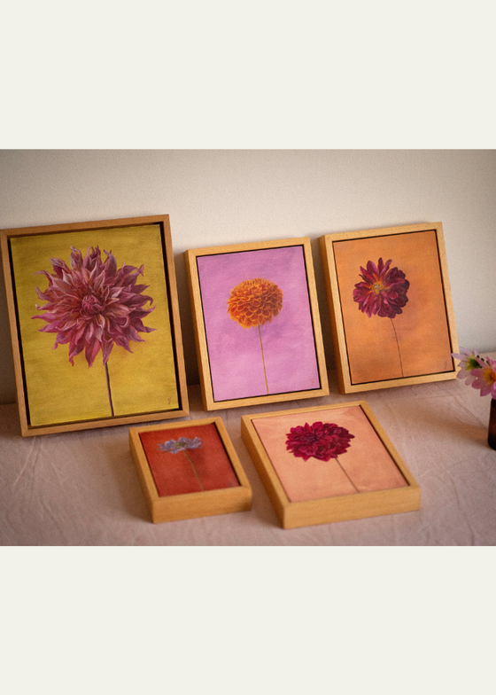 "Lilac Pincushion on Burnt Orange" Original Artwork by Jasmyn Fraser