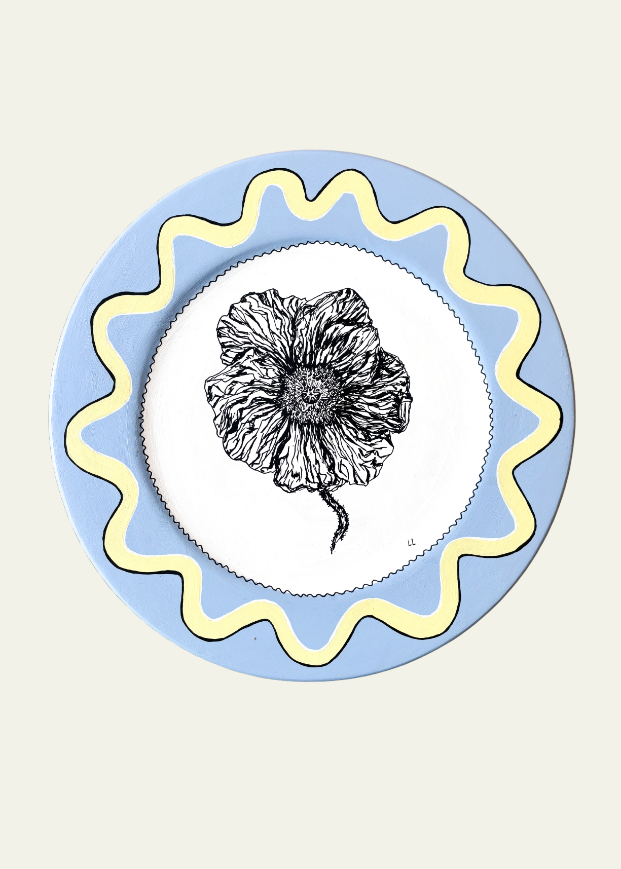 Blue &amp; Yellow Wiggle Poppy Original Artwork by Ley Lines