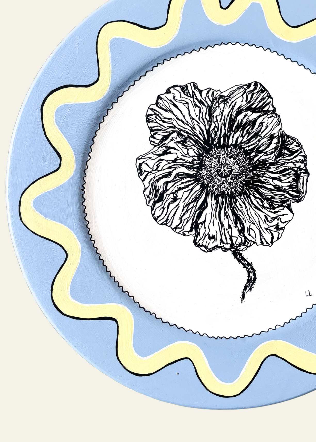 Blue &amp; Yellow Wiggle Poppy Original Artwork by Ley Lines