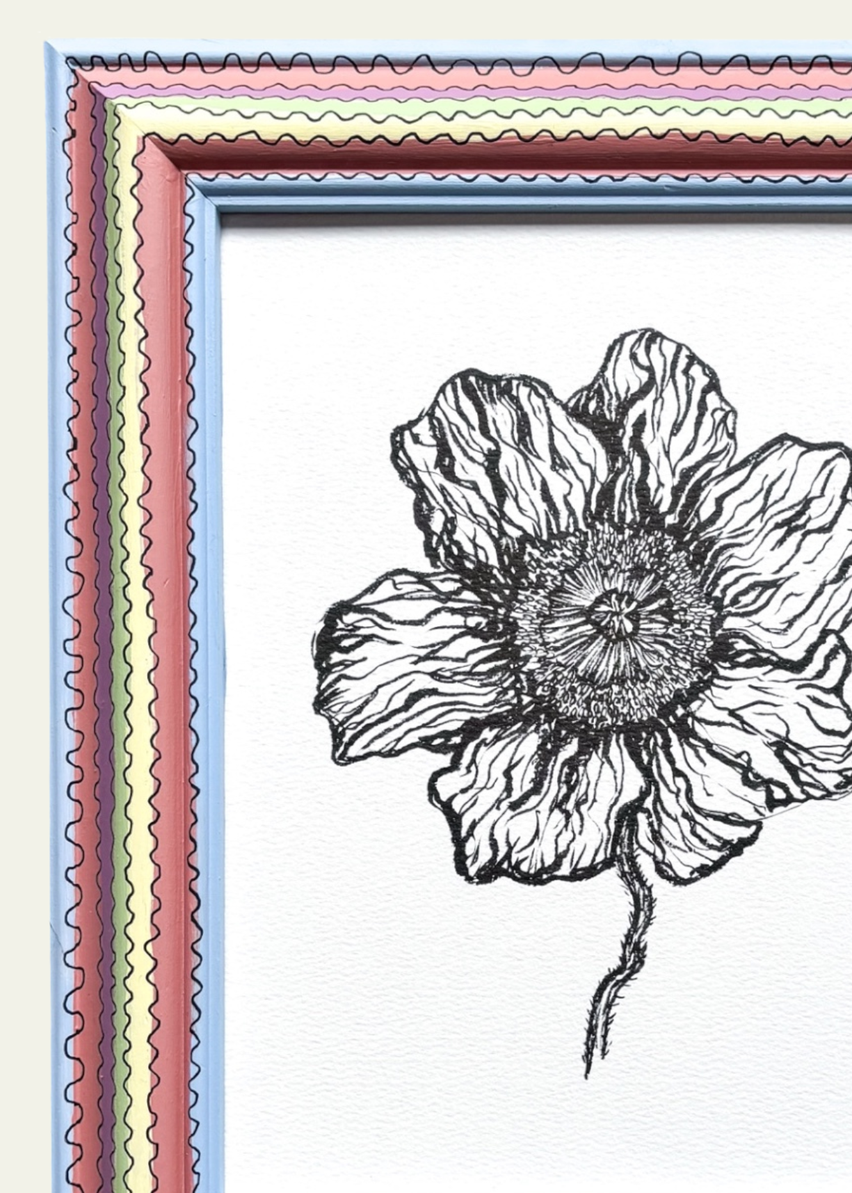 Multi Striped Poppy Original Artwork by Ley Lines