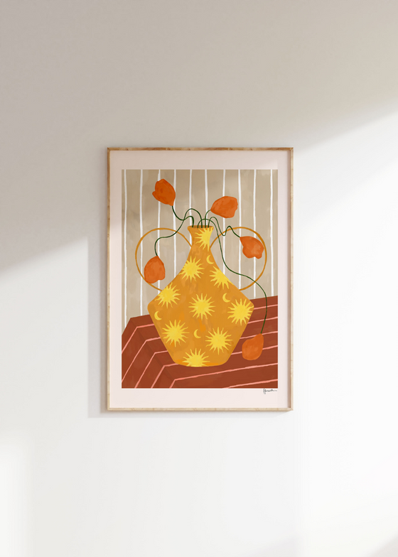 Frankie Penwill - Orange Flowers in Sun & Moon Vase