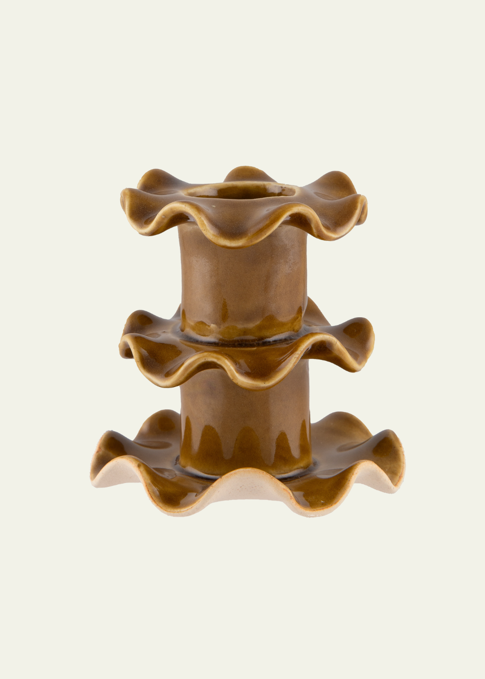 Frilly Ceramic Candlestick — Small