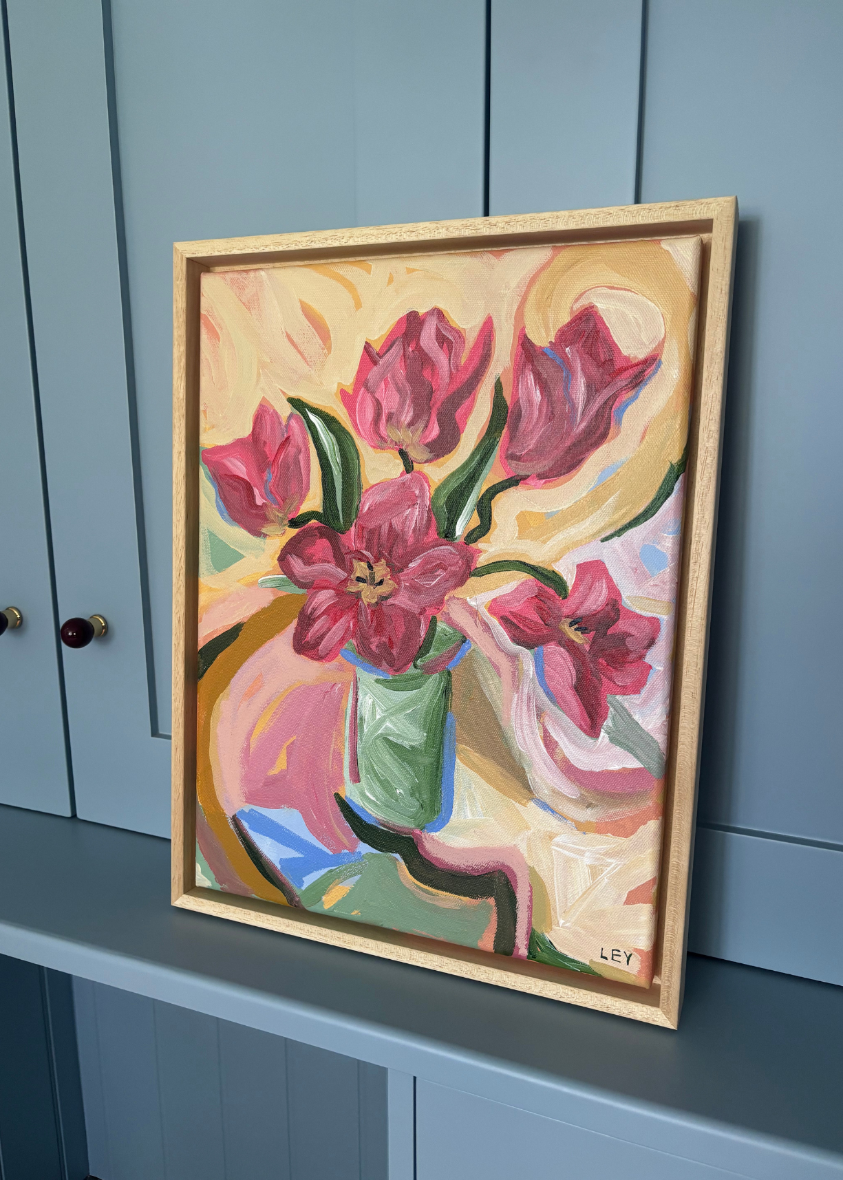 'Pink Tulips' Original Artwork by Ley Lines