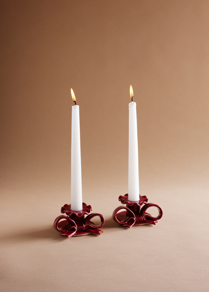 Bow Ceramic Candlestick