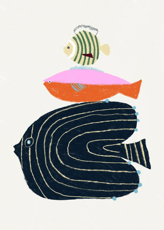 Fishy Back Ride Art Print by Amyisla McCombie