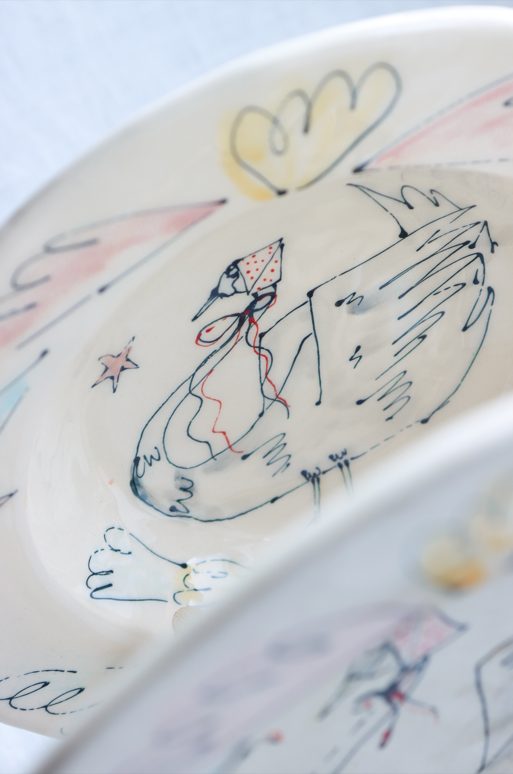 Cool Dudeles Studio - Swan in a Rain Hat Decorative Plate