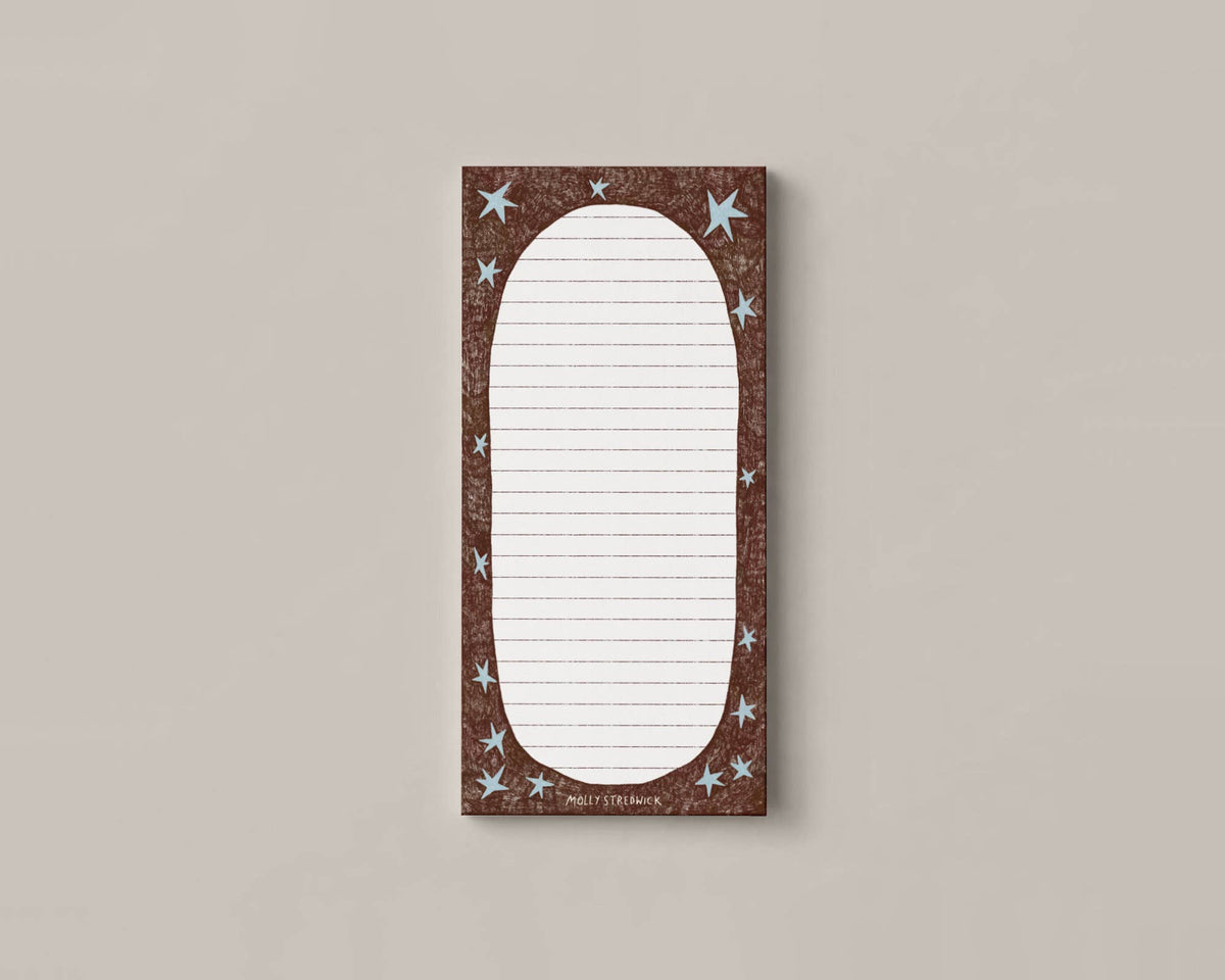 Molly Stredwick - Brown Border & Blue Stars Notepad