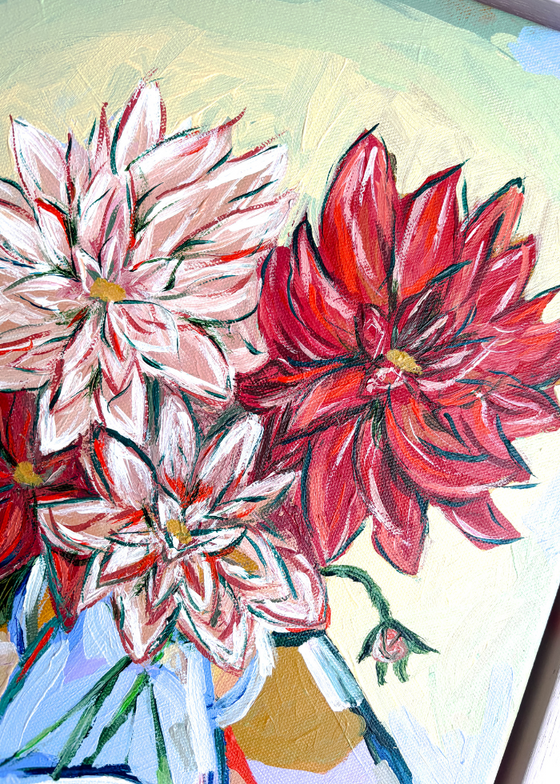 "A Jug Full of Dahlias" Original Artwork by Ley Lines