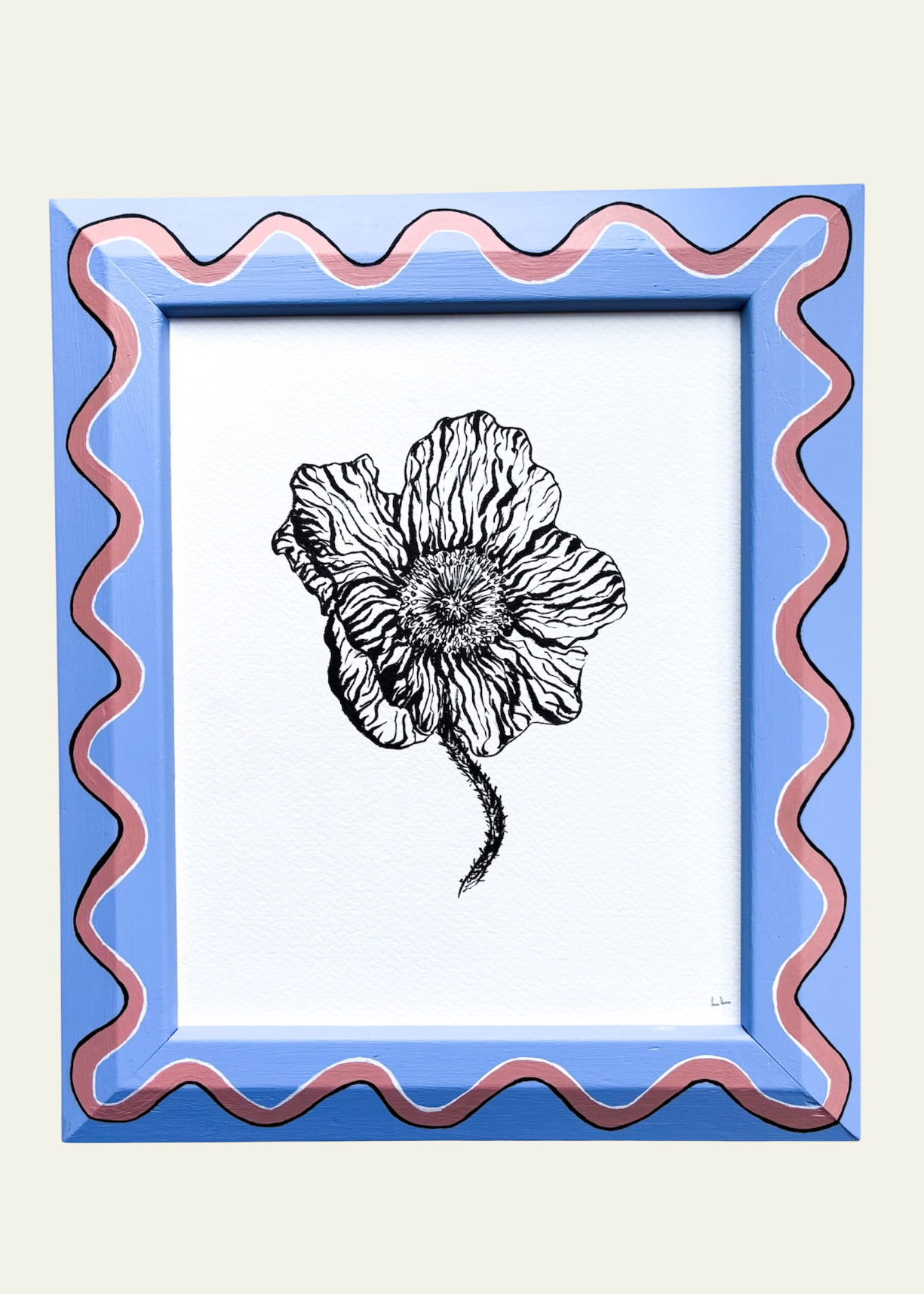 Blue &amp; Pink Wiggle Poppy Original Artwork by Ley Lines