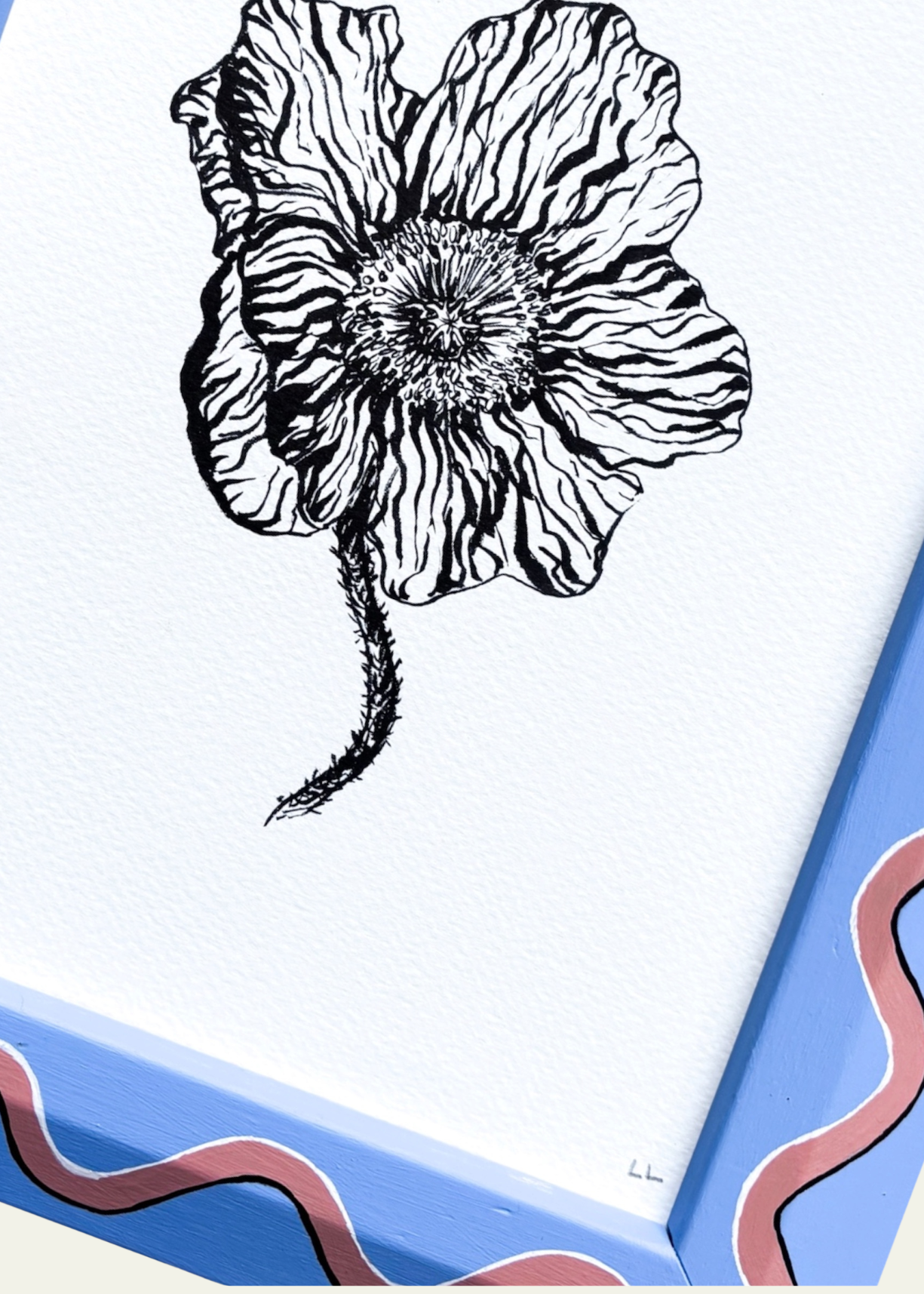 Blue &amp; Pink Wiggle Poppy Original Artwork by Ley Lines
