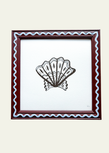  "Scallop in Burgundy Frame" Original Artwork by Ley Lines