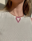 Sandralexandra XL Heart of Glass Collar Necklace — Cloudy Pink