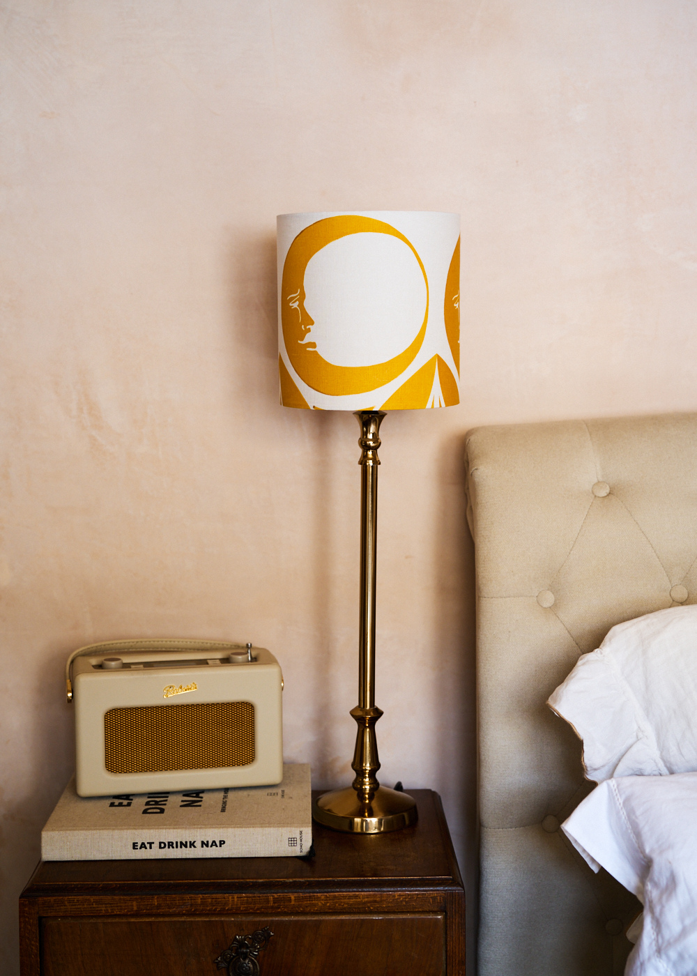 Three Moons Screen Printed Linen Lampshade — Yellow, by Jessie De Salis