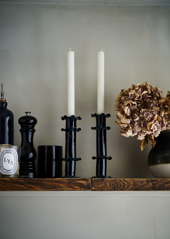 Frilly Ceramic Candlestick — Tall