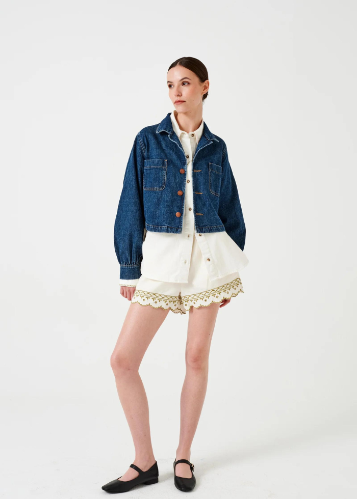 Seventy + Mochi Sophie Short in Ecru Denim