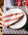 Woven Stripe Peach Napkins, Set of 6 Bonnie and Neil