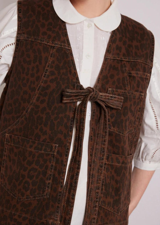 Damson Madder Dilly Denim Gilet - Dark Leopard