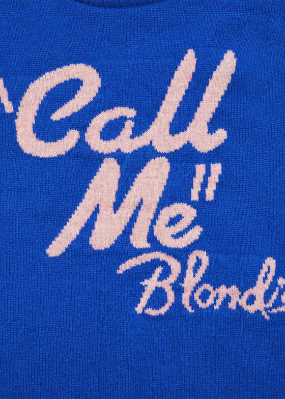 HADES Wool Blondie "Call Me" Jumper | Electric Blue & Pink