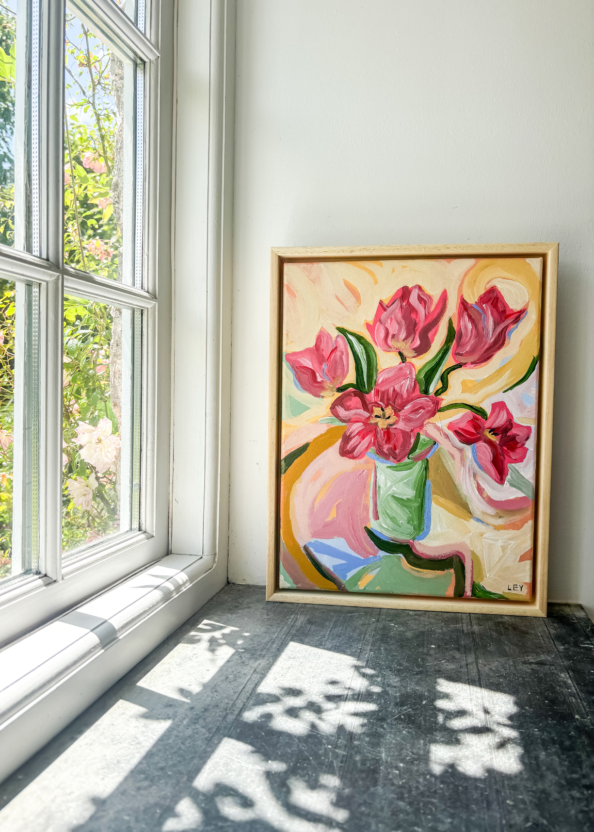 'Pink Tulips' Original Artwork by Ley Lines