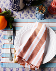 Woven Stripe Peach Napkins, Set of 6 bonnie and neil