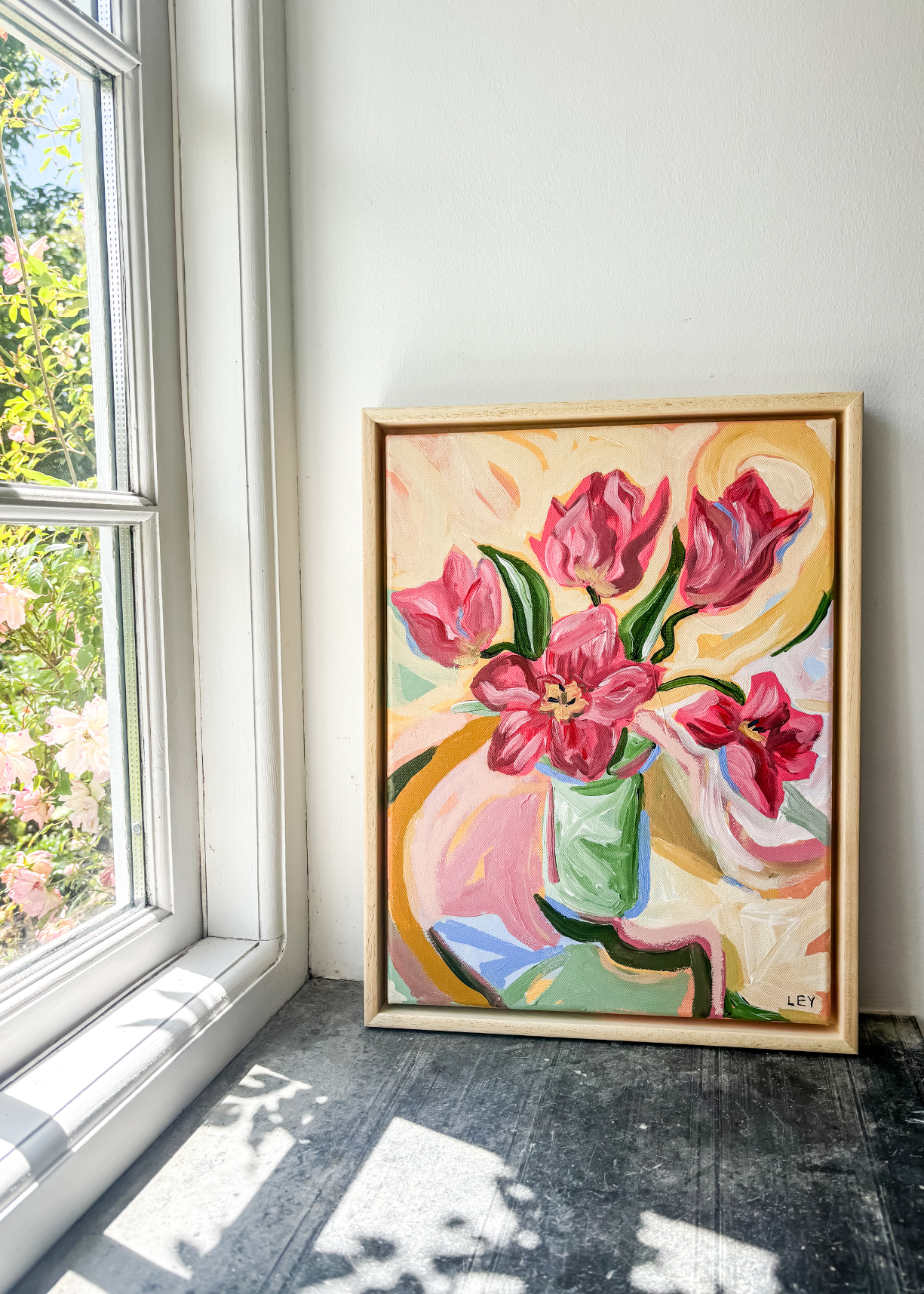'Pink Tulips' Original Artwork by Ley Lines