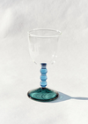 Hand Blown Circle Stem Wine Glass in Blue/Teal by Barton Croft