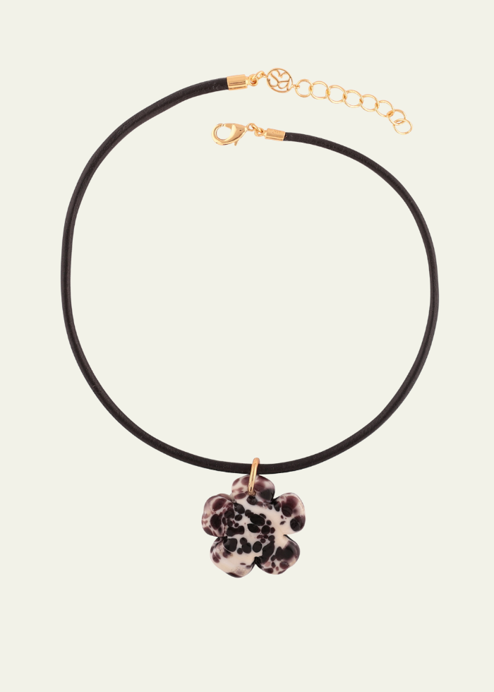 Clover Black &amp; White Leather Cord Necklace