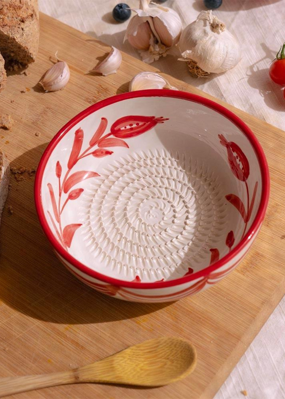 Ceramic Grater in Red & White