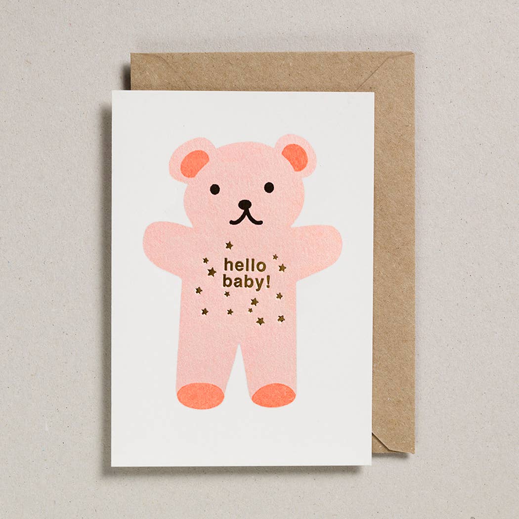 Petra Boase - Hello Baby Card - Teddy Bear