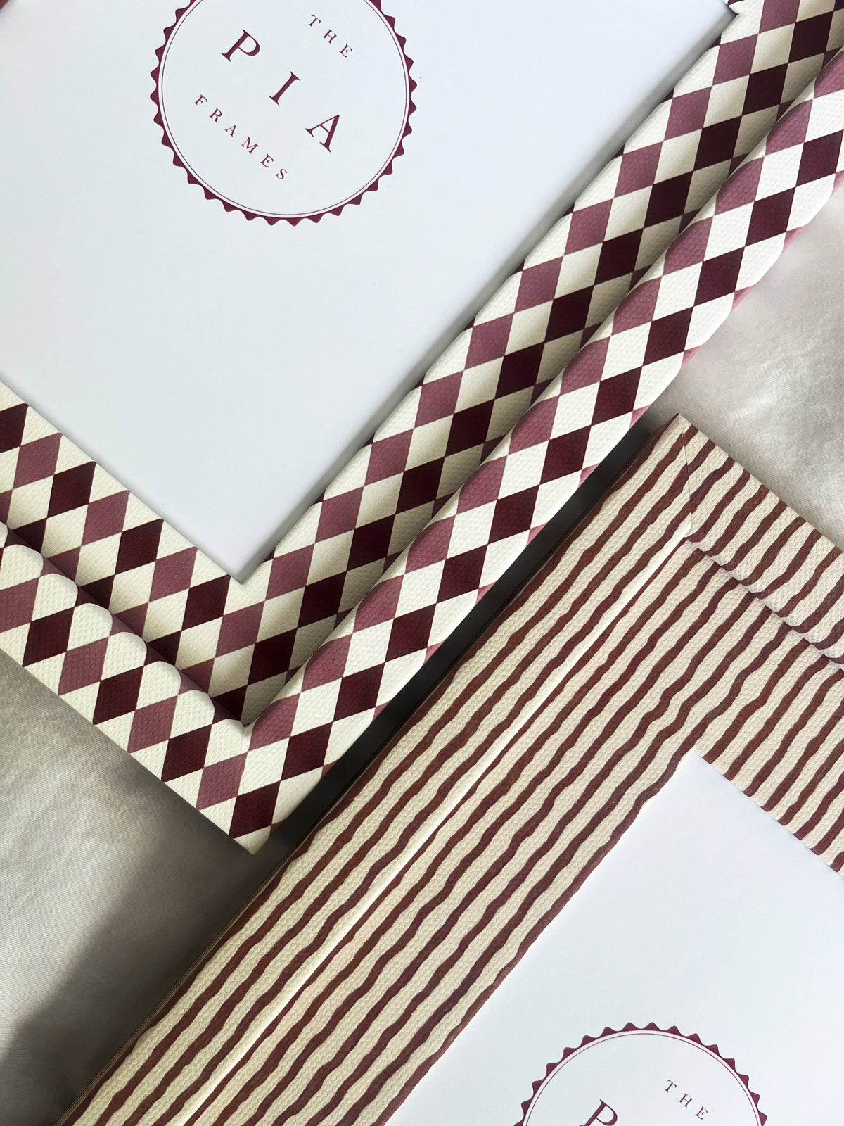 The Pia Frames - Burgundy & Blush Harlequin Frame