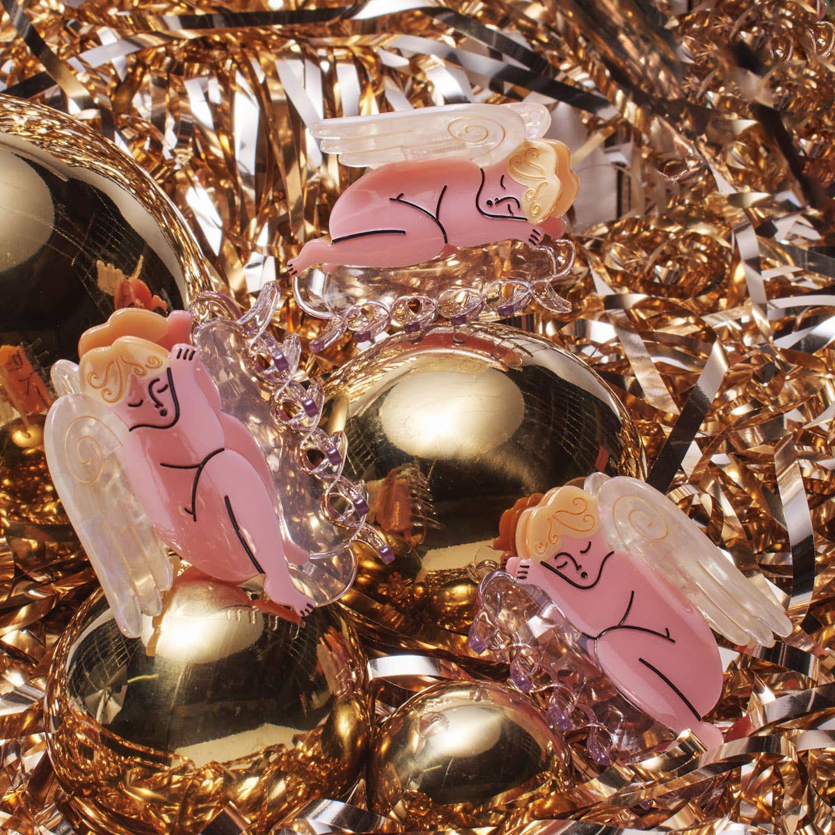 Cherub Claw Gold - Acetate Cute Angel Hair Clip