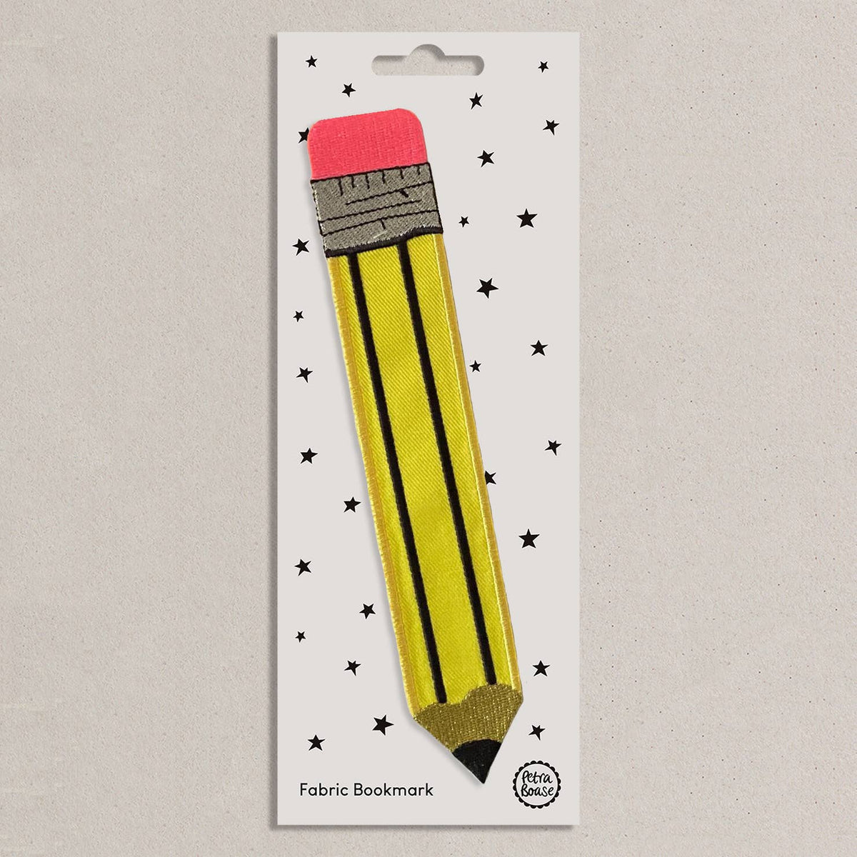 Petra Boase - Embroidered Fabric Bookmark – Yellow Retro Pencil