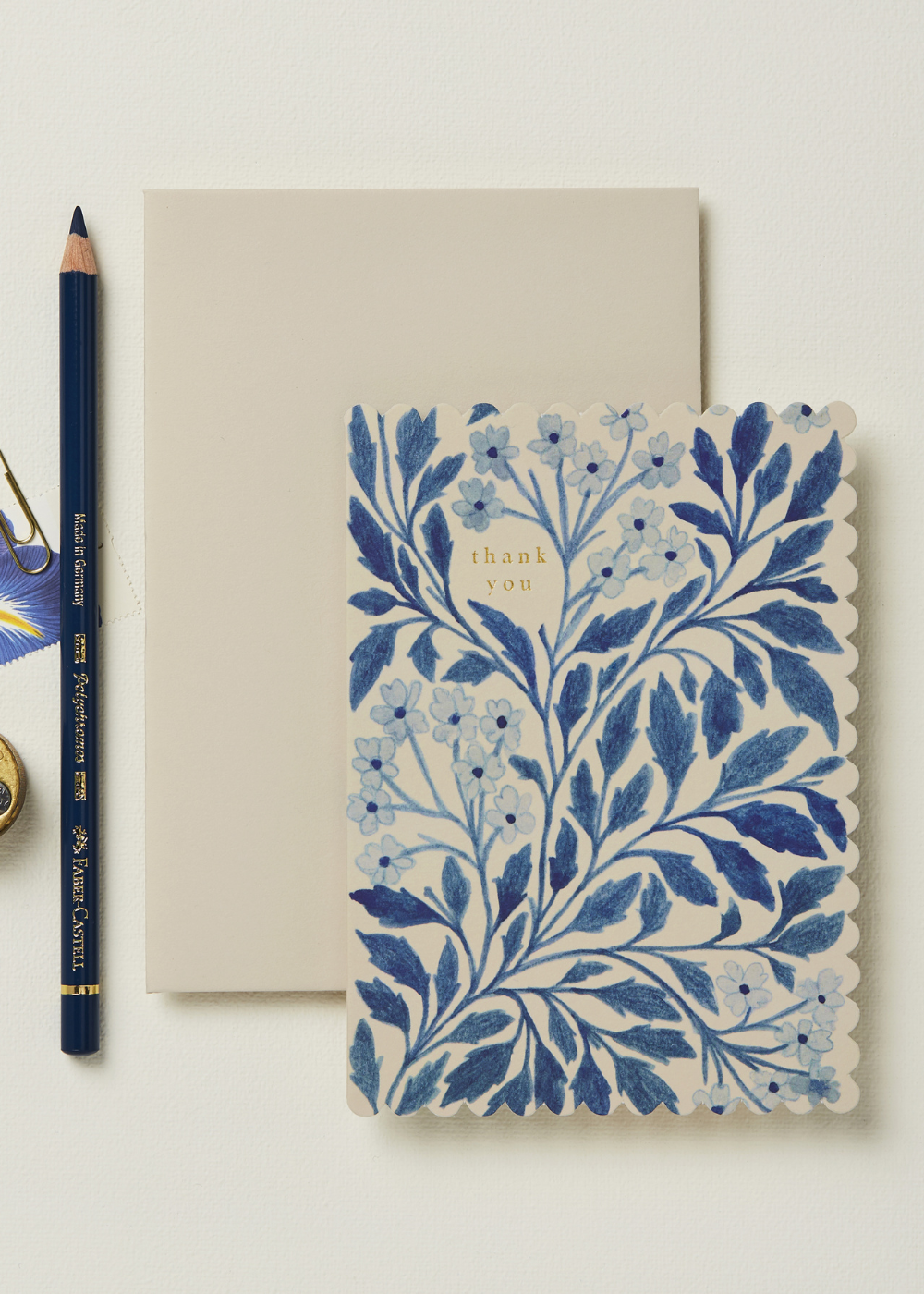 Wanderlust Paper Co. Blue Flora 'Thank You' Card