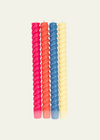 Eco Spiral Dinner Candles in Striped Mixed Brights, 4 Per Pack