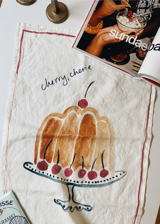 Cherry Cherie - Linen Tea Towel