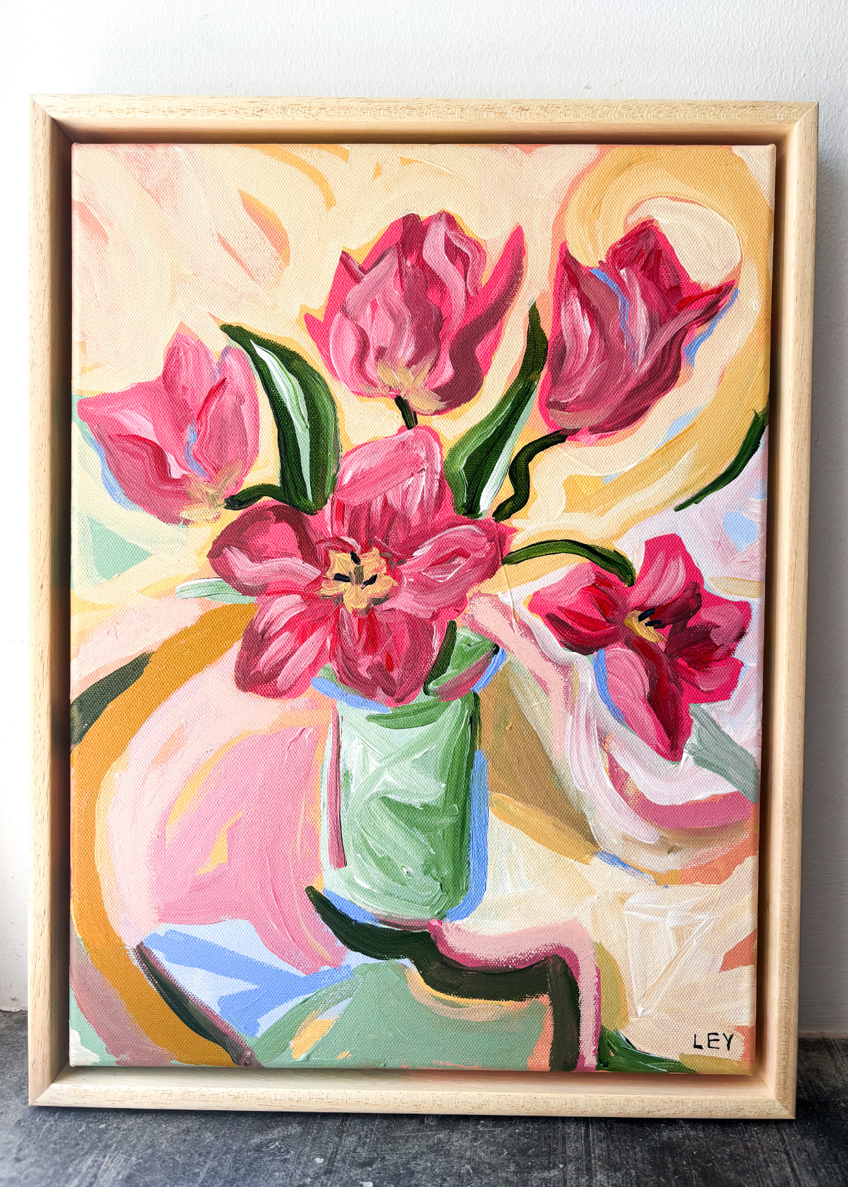 'Pink Tulips' Original Artwork by Ley Lines
