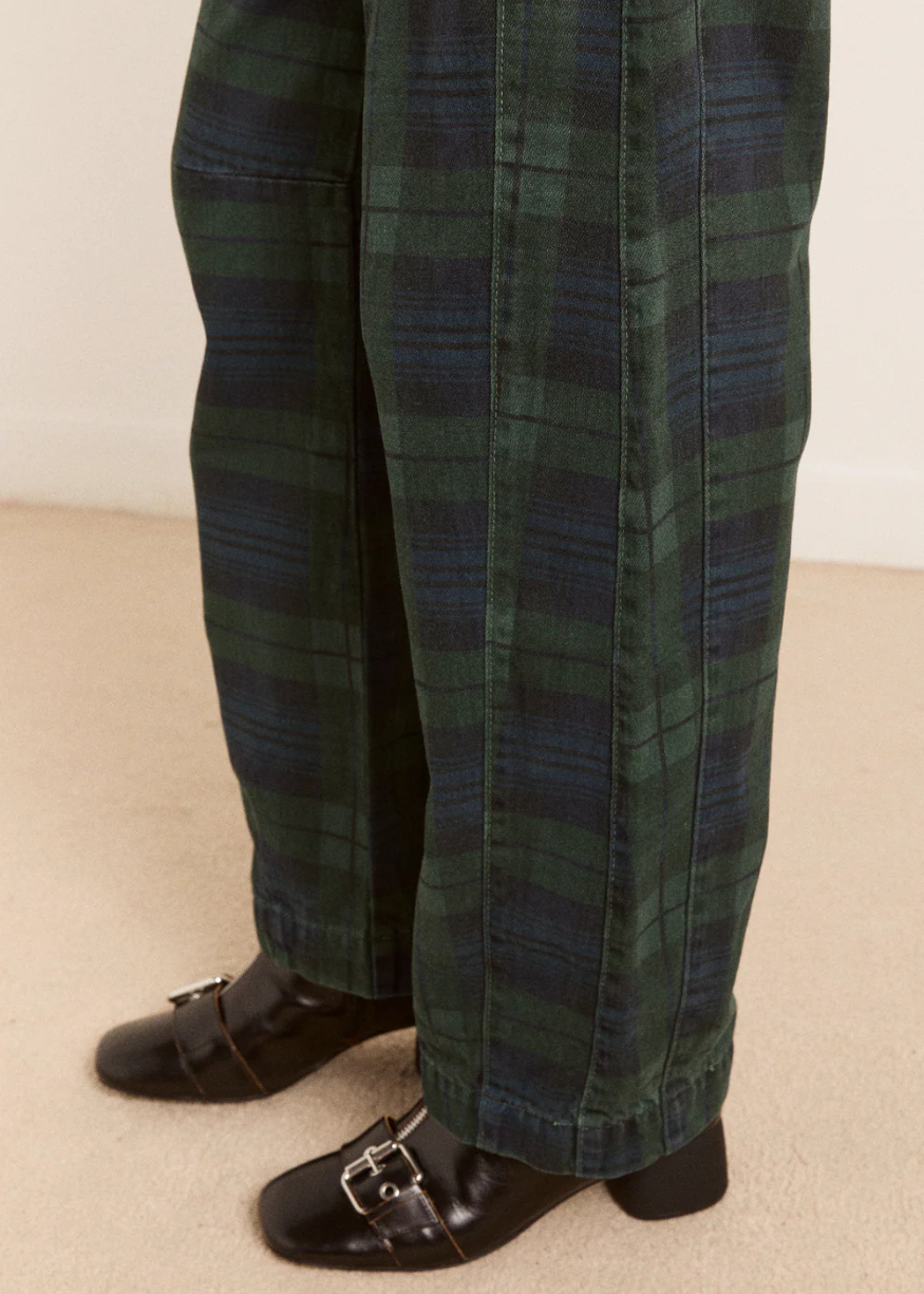 Damson Madder Felix Barrel Leg Jeans - Over Dye Check