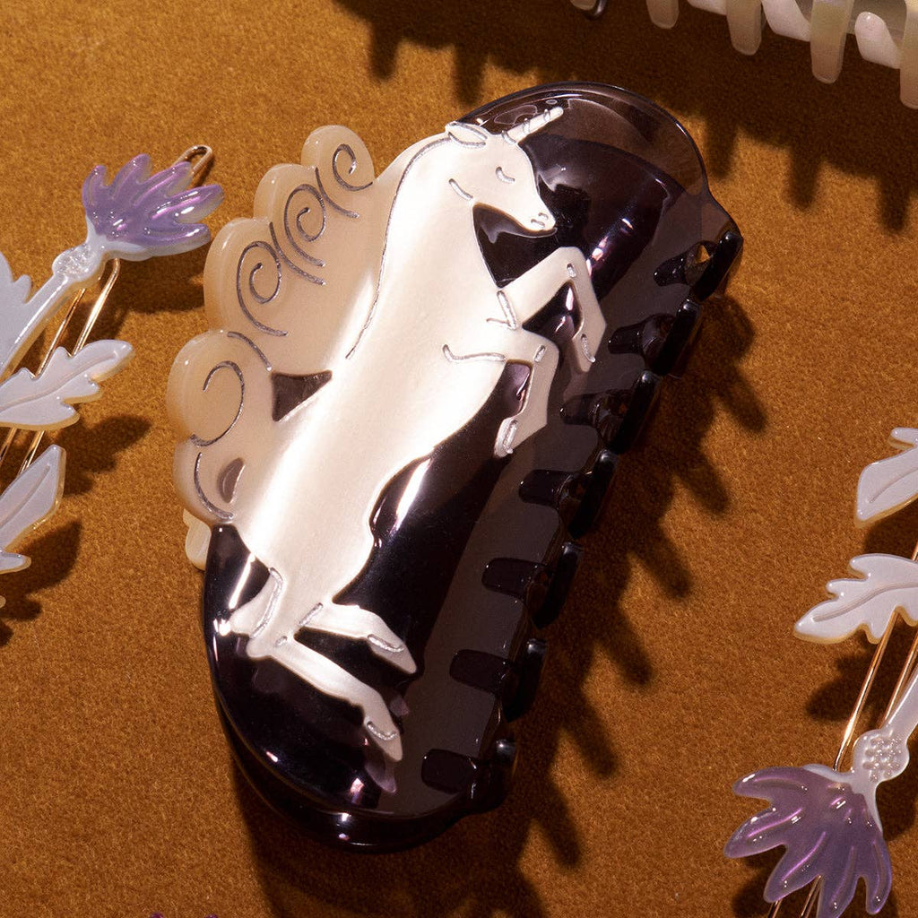 Unicorn Claw - Acetate White Horse Hair Clip