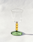 Hand Blown Circle Stem Wine Glass in Yellow/Green by Barton Croft