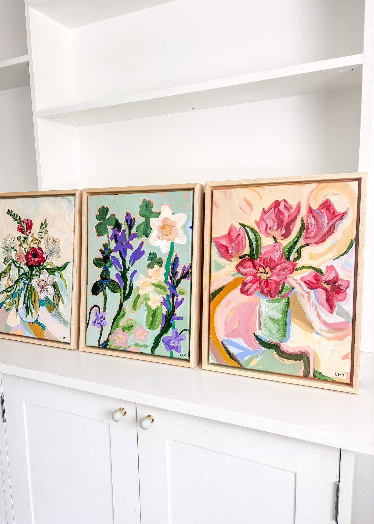 'Pink Tulips' Original Artwork by Ley Lines