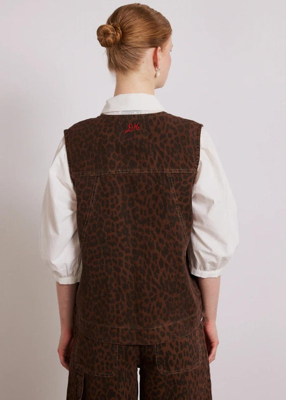 Damson Madder Dilly Denim Gilet - Dark Leopard