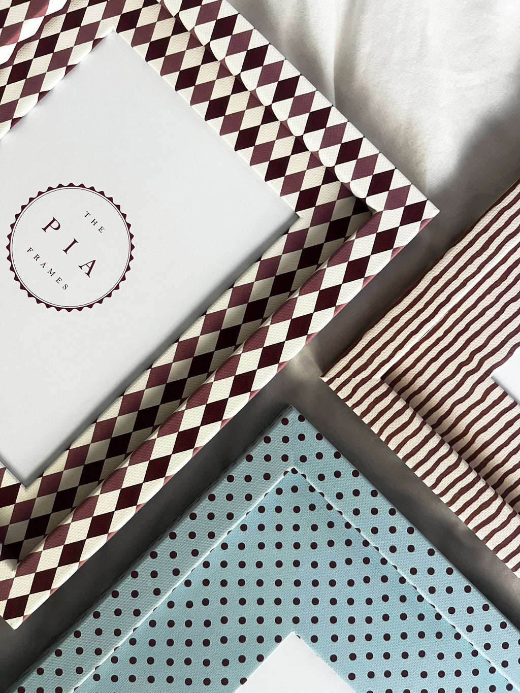 The Pia Frames - Burgundy & Blush Harlequin Frame