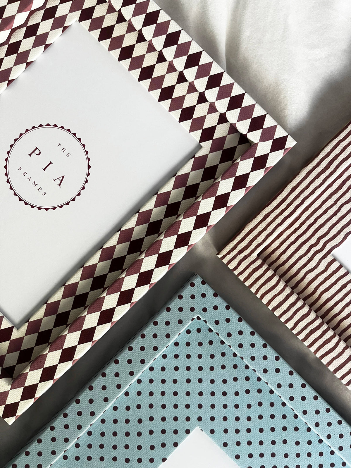 The Pia Frames - Burgundy & Blush Harlequin Frame
