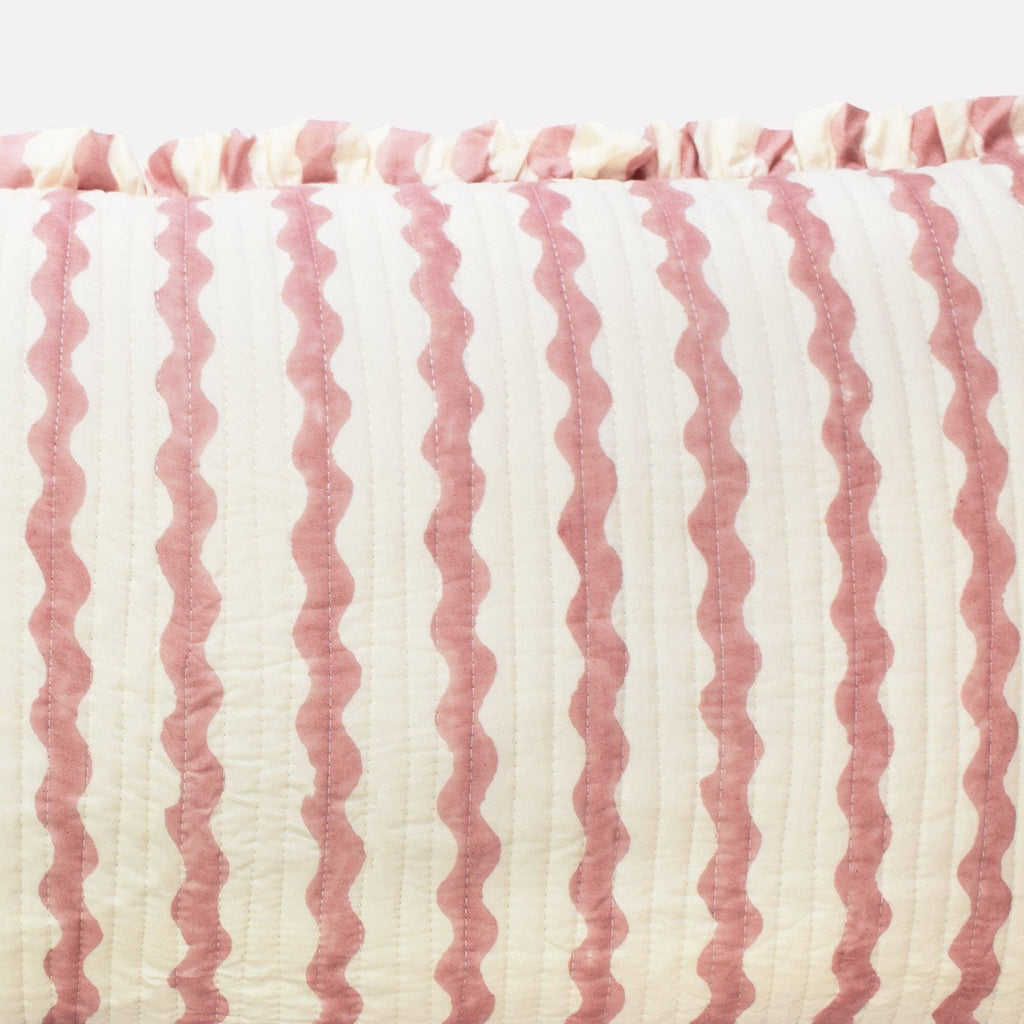 YONDER. - Cotton Quilted Frill Cushion Cover - Ripple - Ice Cream - M
