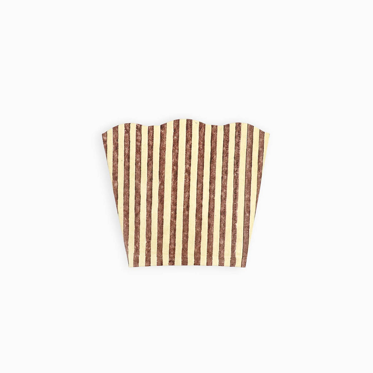 Block Printed Scalloped Pen Pot - Yellow & Brown Stripe